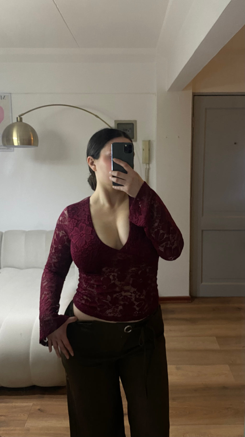 Top Alessia Encaje y manga larga